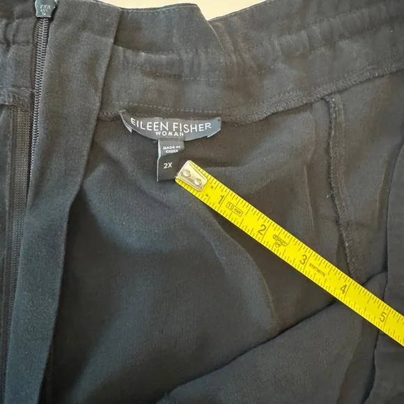 COPY - Eileen Fisher Black Silk Drawstring Skirt with Pockets 2X - Picture 6 of 7